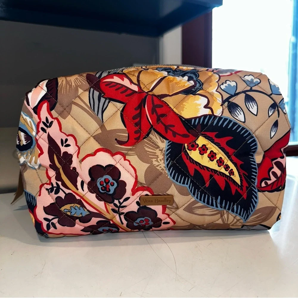 Vera Bradley Botanical Beauty Large Cosmetic Organizer Bag in Performance Twill